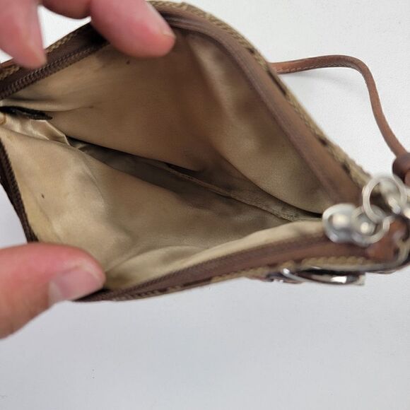 Vtg Y2K Coach Signature Monogram Wristlet Brown Tan Purse Handbag - Picture 5 of 9